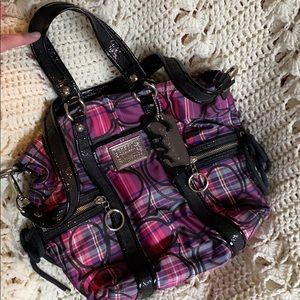 Poppy coach handbag - purple tartan